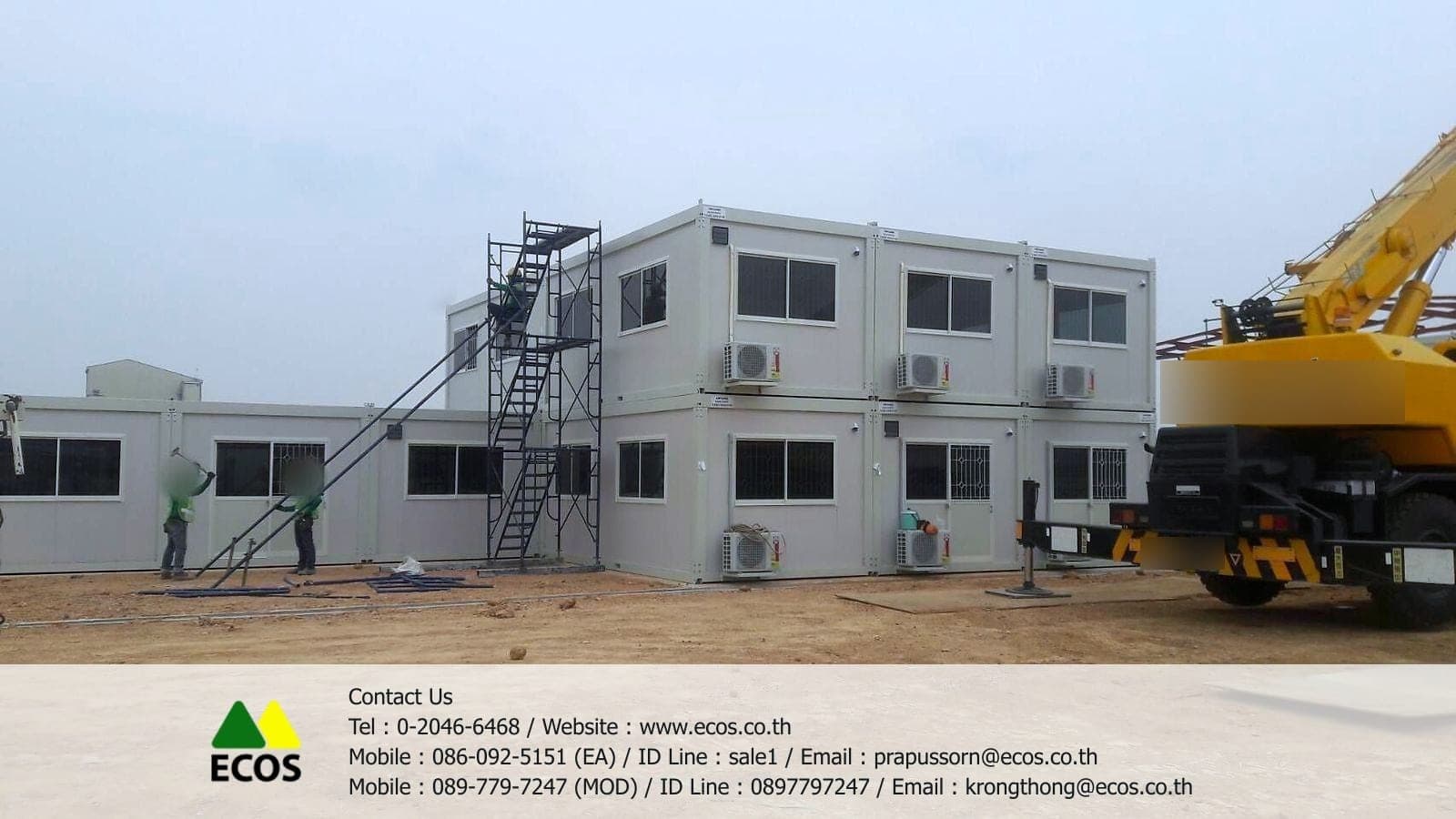 ยกตู้สำนักงานสำเร็จรูปเข้าติดตั้งด้วยรถเครนที่หน้างาน