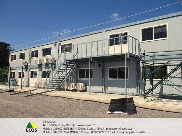 ตู้สำนักงานสำเร็จรูป 2 ชั้น พร้อมนั่งร้านระหว่างติดตั้ง